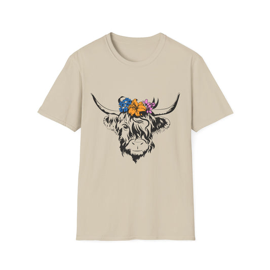 Highland Cow Floral Graphic Tee