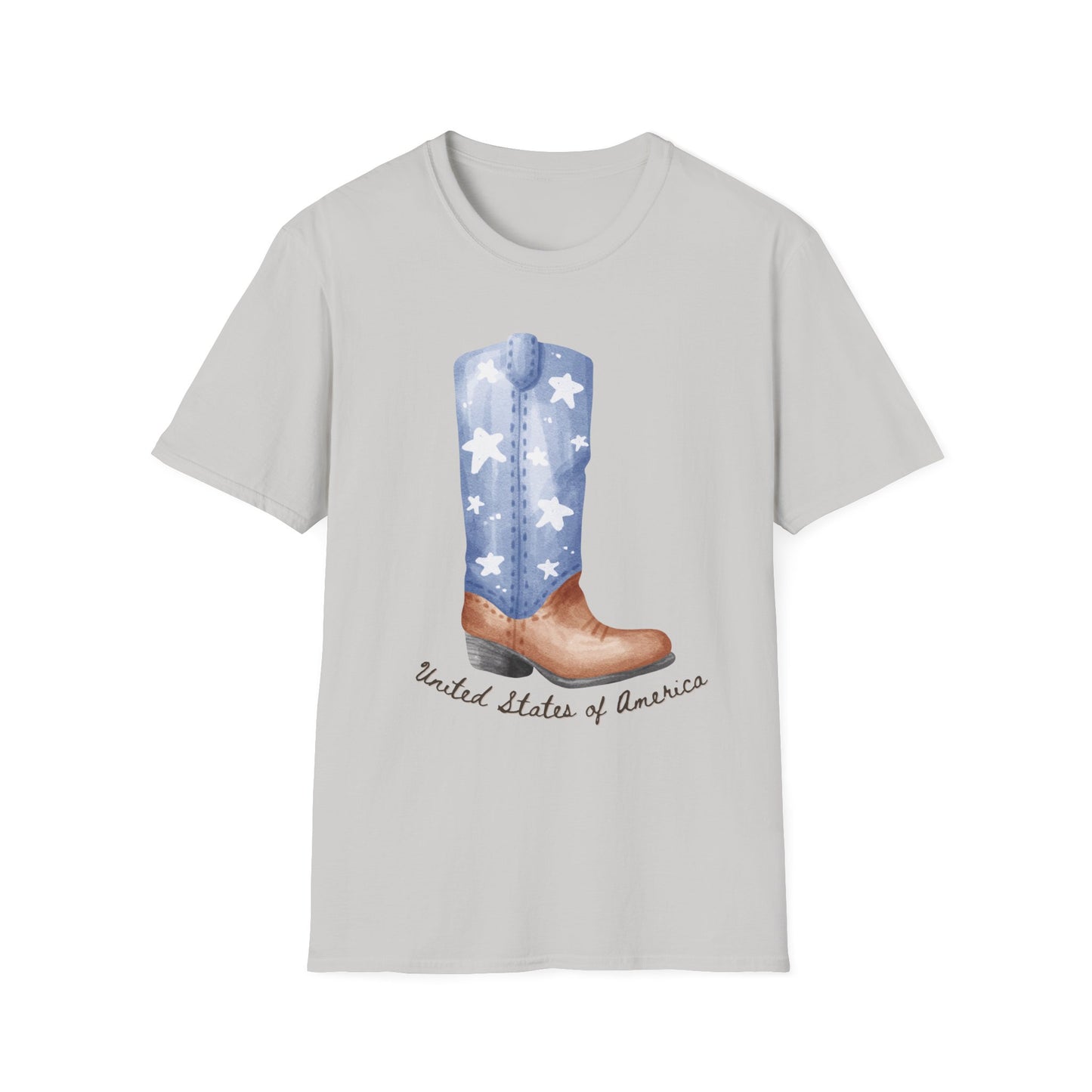 Patriotic Cowboy Boot T-Shirt, Unisex Softstyle Tee, American Pride Shirt, July 4th Outfit, Country Music Fan Gift