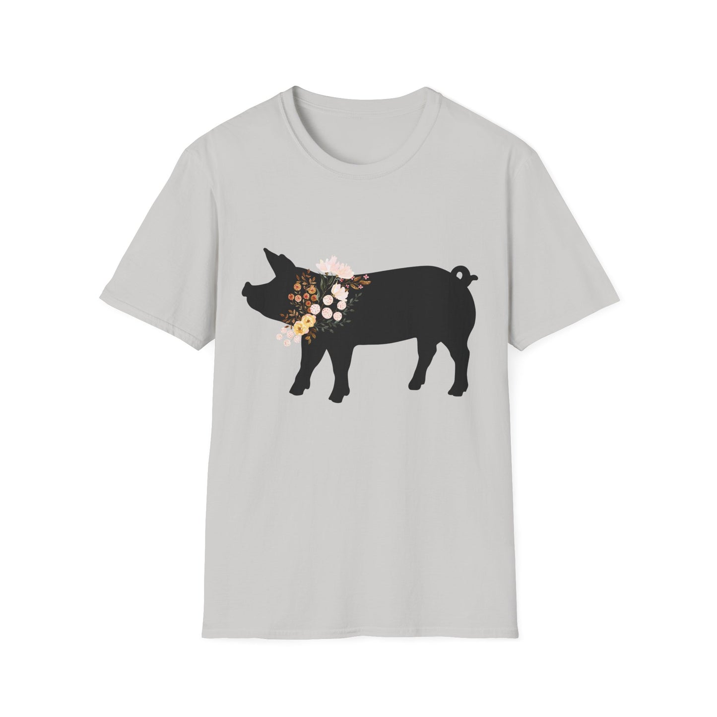Pig with Flowers Graphic T-Shirt