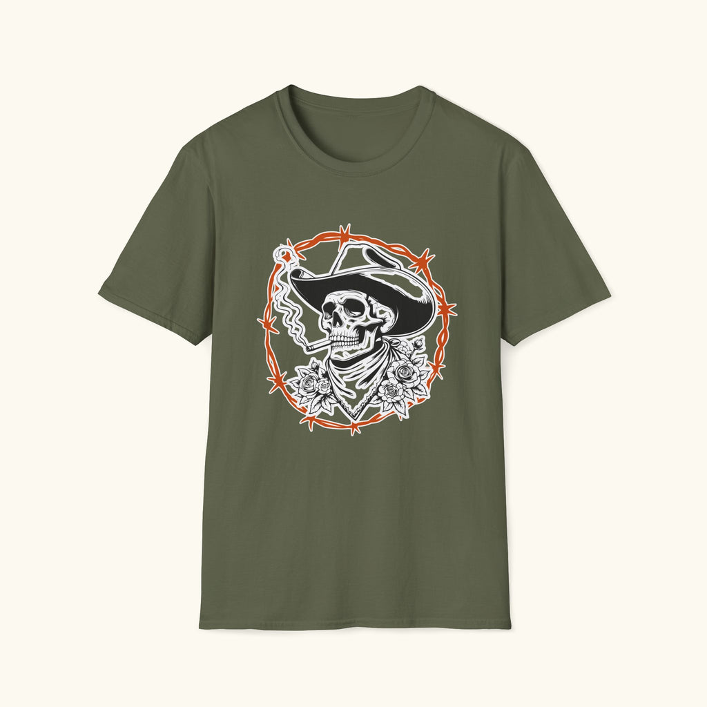 Smoking Cowboy Skull T-Shirt