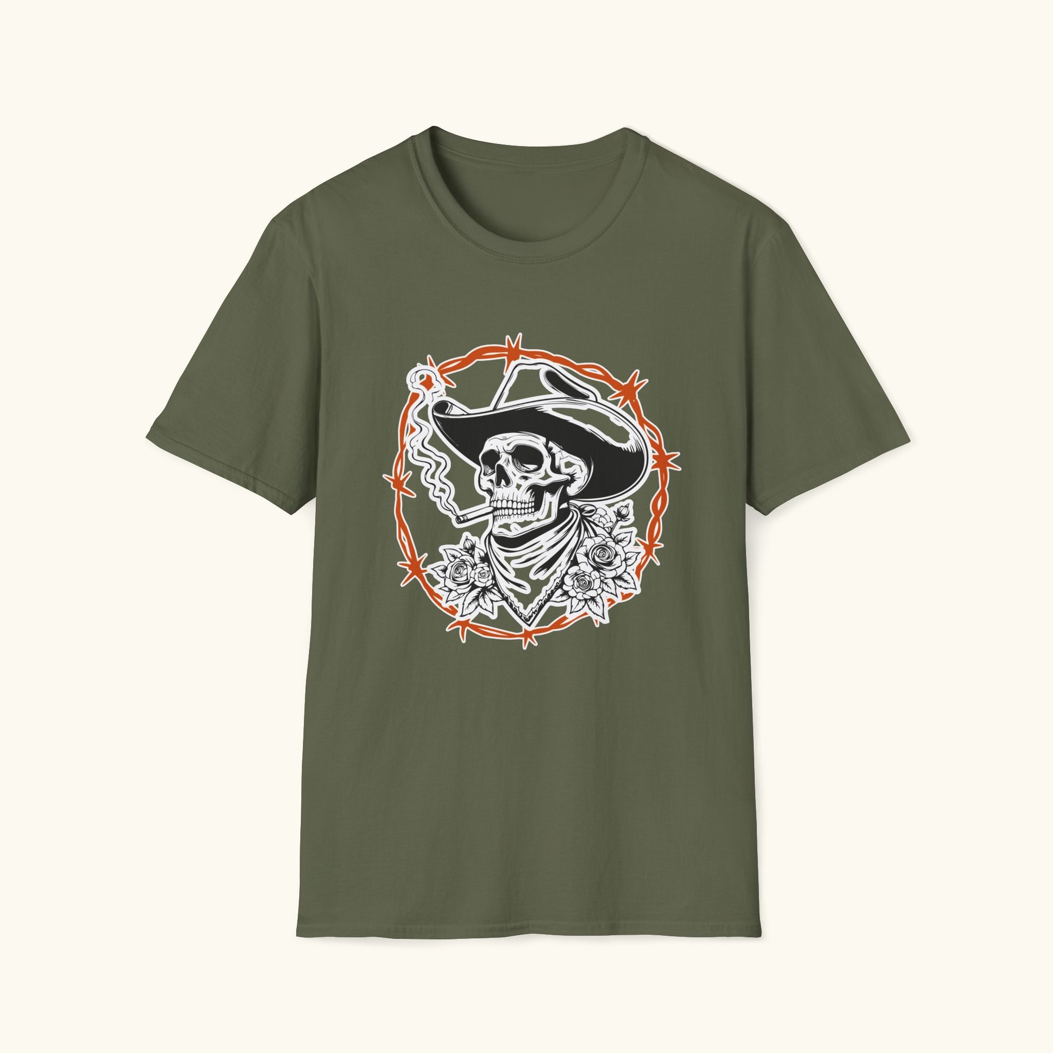 Smoking Cowboy Skull T-Shirt