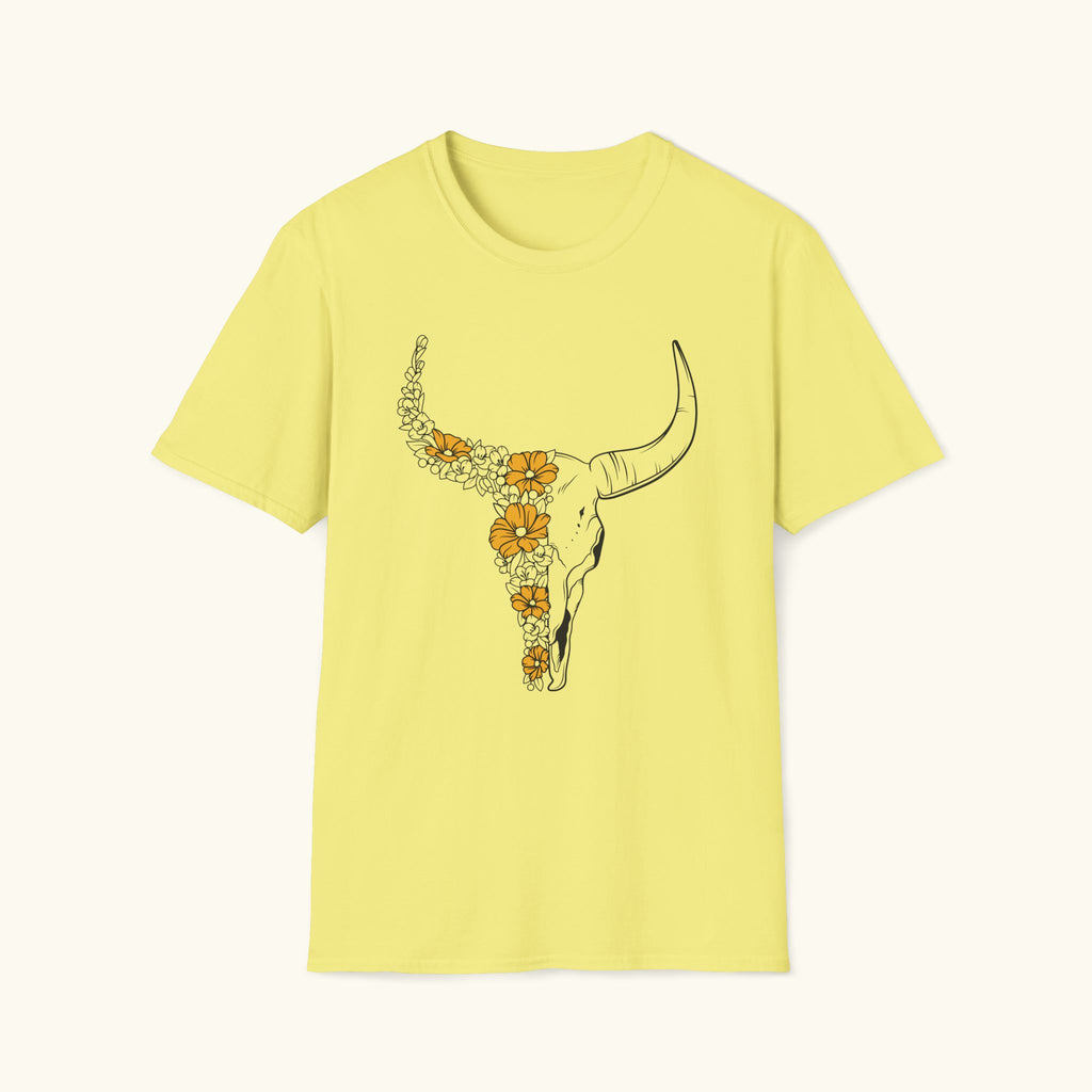 Floral Cow Skull T-Shirt