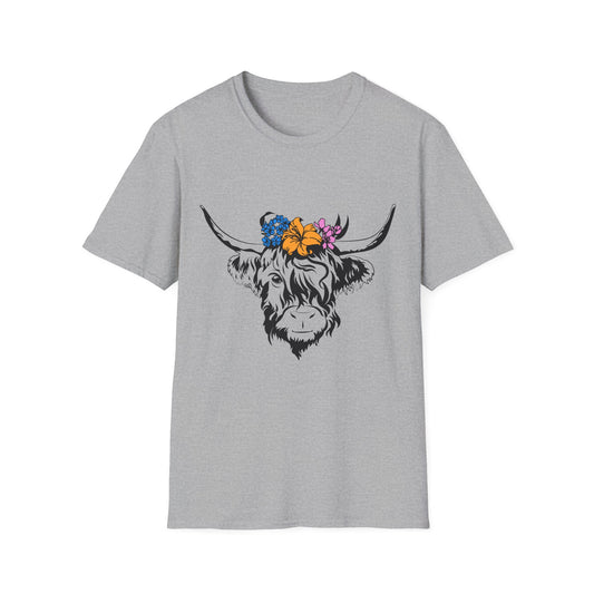 Highland Cow Floral Graphic Tee