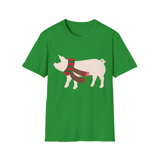Piggy with Christmas Scarf Graphic T-Shirt