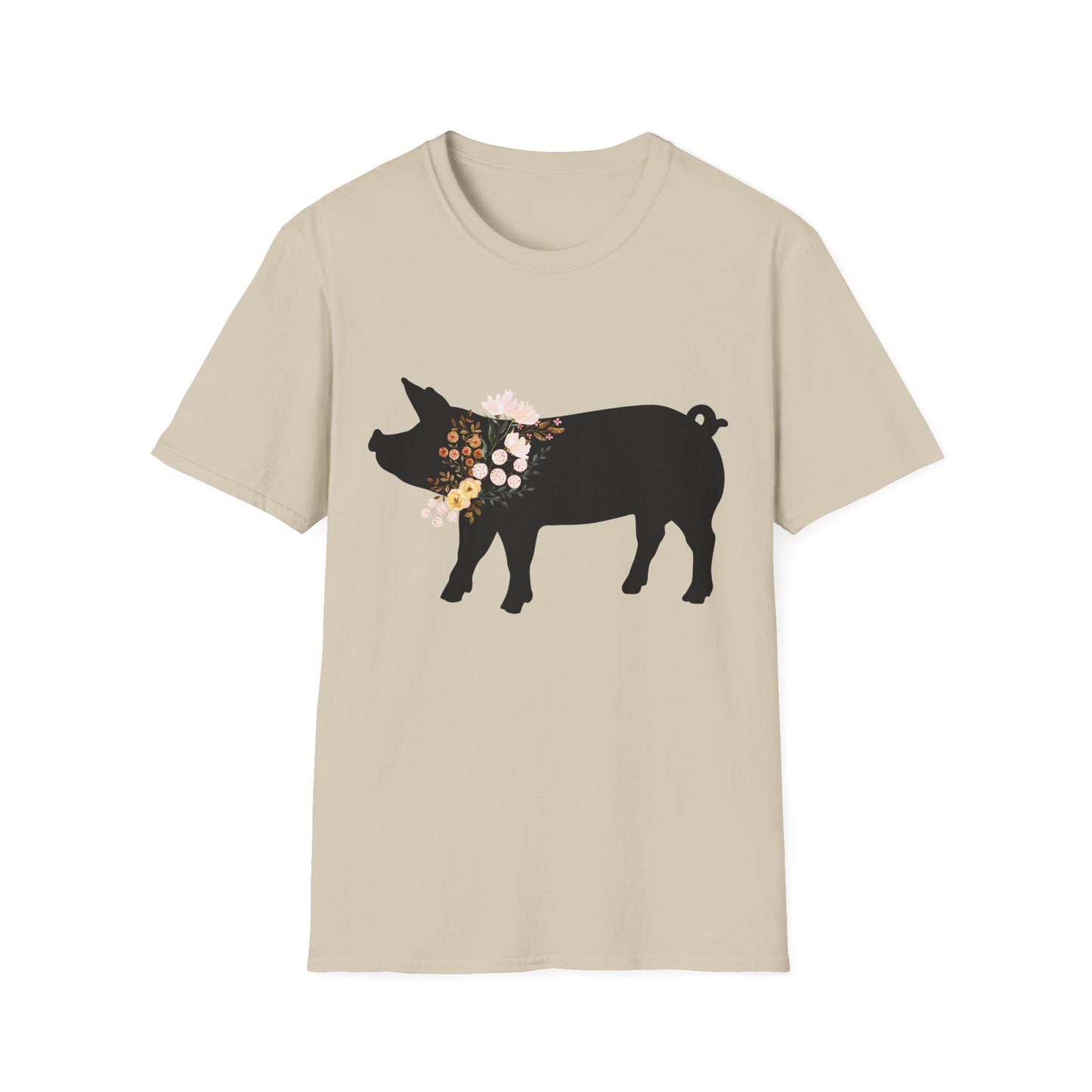 Pig with Flowers Graphic T-Shirt