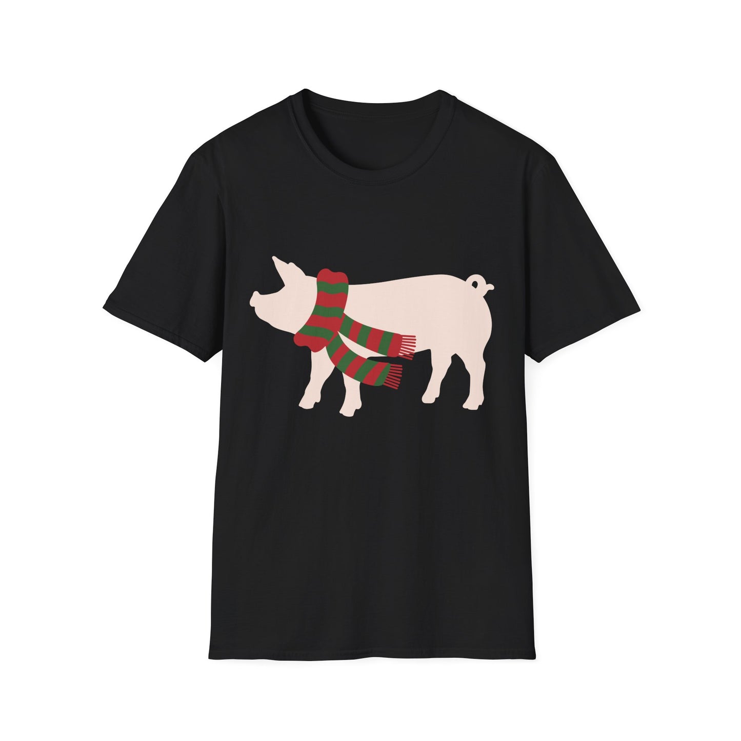 Piggy with Christmas Scarf Graphic T-Shirt