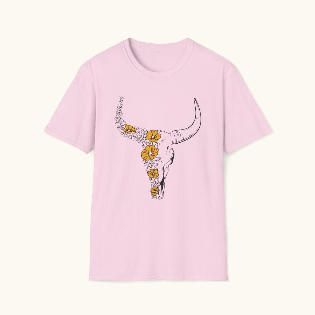 Floral Cow Skull T-Shirt